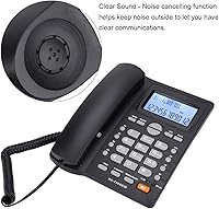 Vista 2 de Teléfono fijo con cable, conjunto de extensión de doble puerto, pantalla de identificación de llamadas de teléfono con cable de escritorio