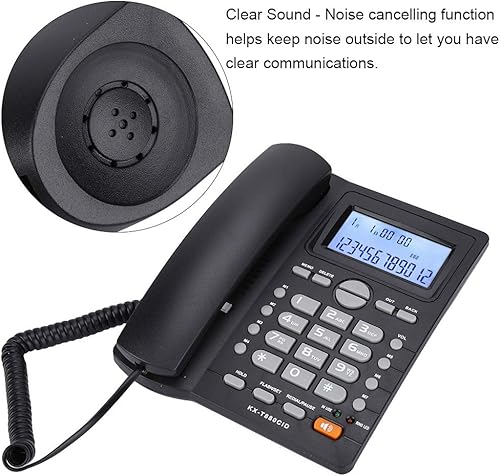 Miniatura 4 de Teléfono con cable, teléfono fijo de escritorio con cable para uso en casa, oficina, hotel, altavoz, pantalla de identificación de llamadas,