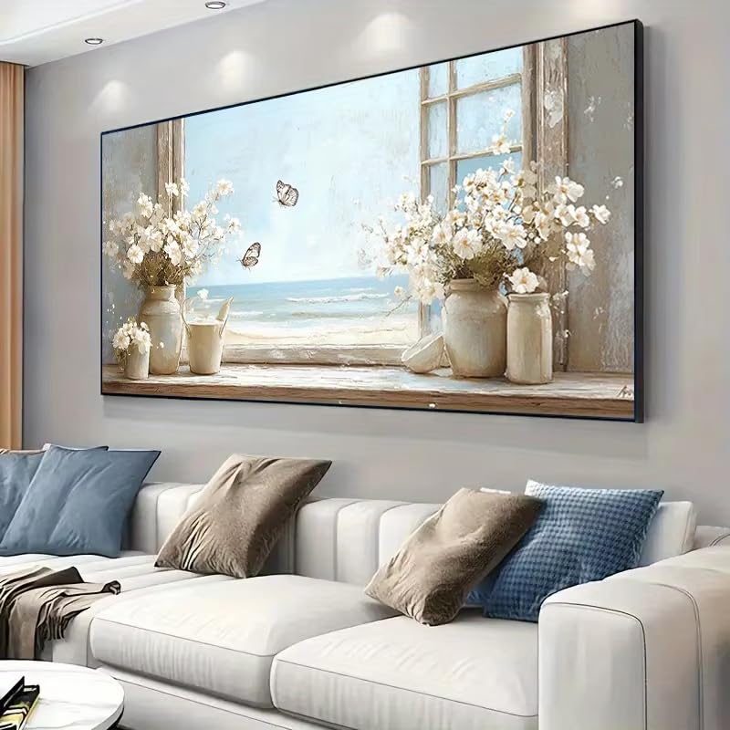 Cuadro de ventana con flores que amplía visualmente habitaciones oscuras 4