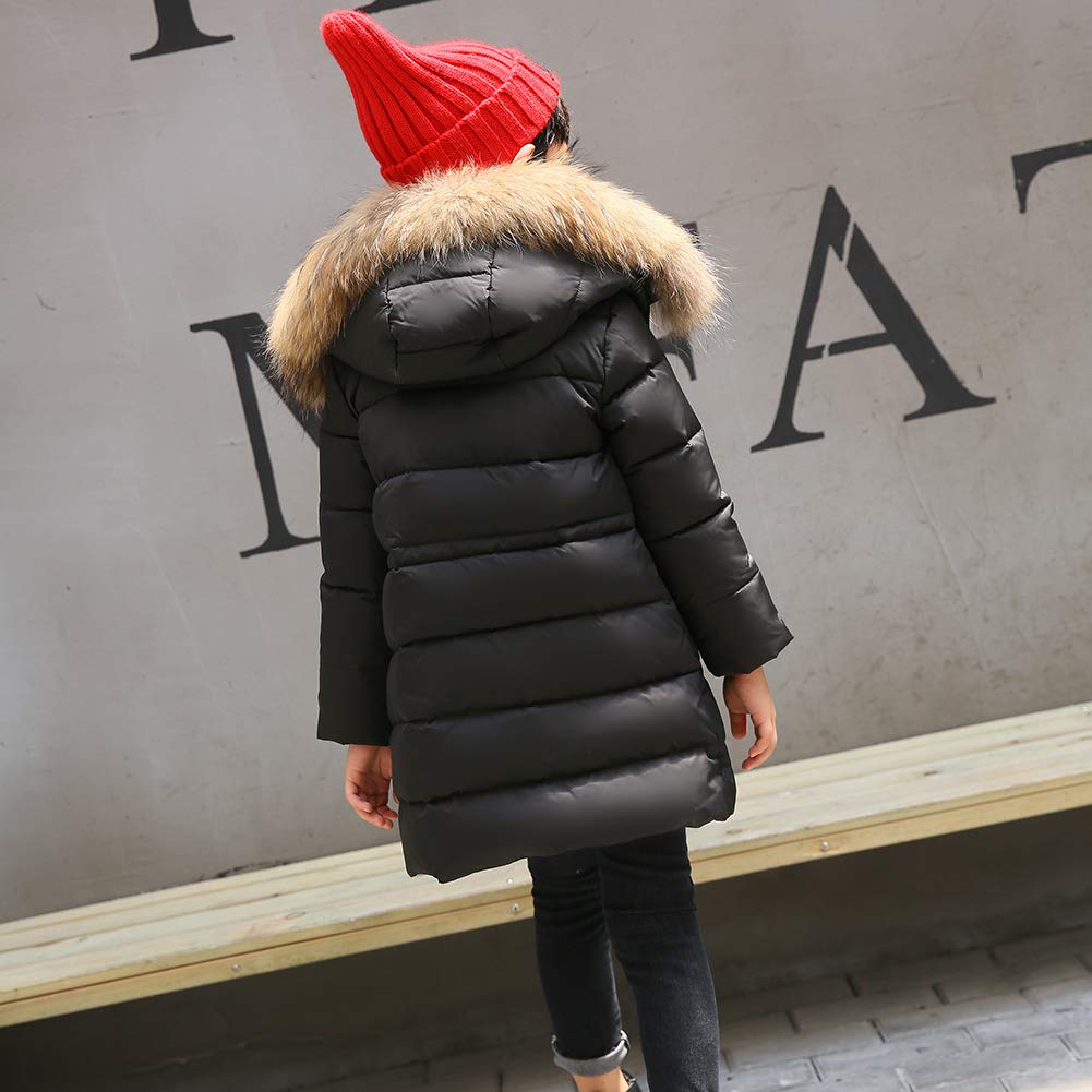 amropi Niño Niña Abrigo Invierno Chaqueta Plumas Caliente Acolchada Largo con Pelo Capucha por 2-12 años