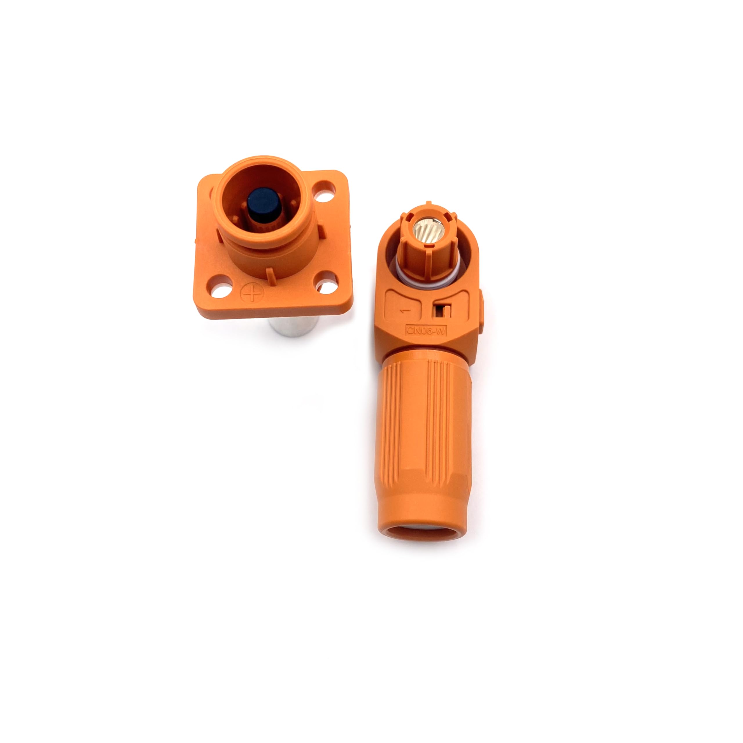 1 juego de conectores de almacenamiento de energía de batería, conectores de alta corriente de 300 A, terminal de enchufe rápido, enchufe de ángulo recto naranja y enchufe IP67, adaptador de corriente