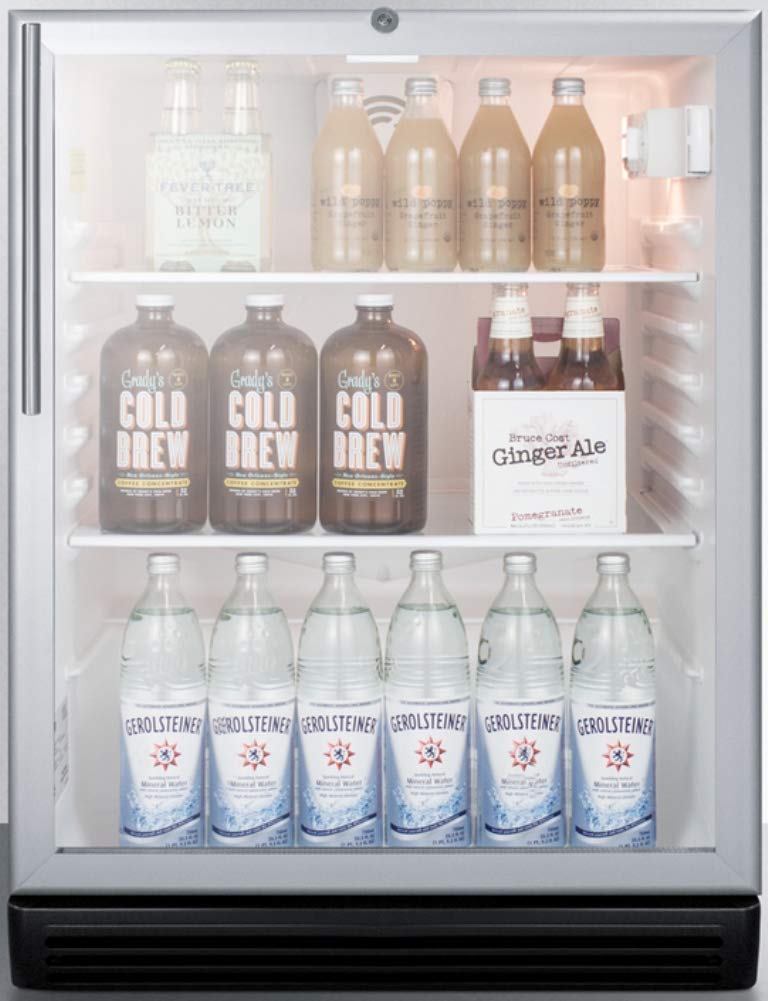 Summit Scr600bglhvada 24 Inch 5.5 Cu. Ft. Capacity Freestanding Glass Door Beverage Center With Lock,4 Shelves,ADA Compliant,Cfc Free,Commercially Approved, Factory Installed Lock In Stainless Steel on Fridge.com - View 3