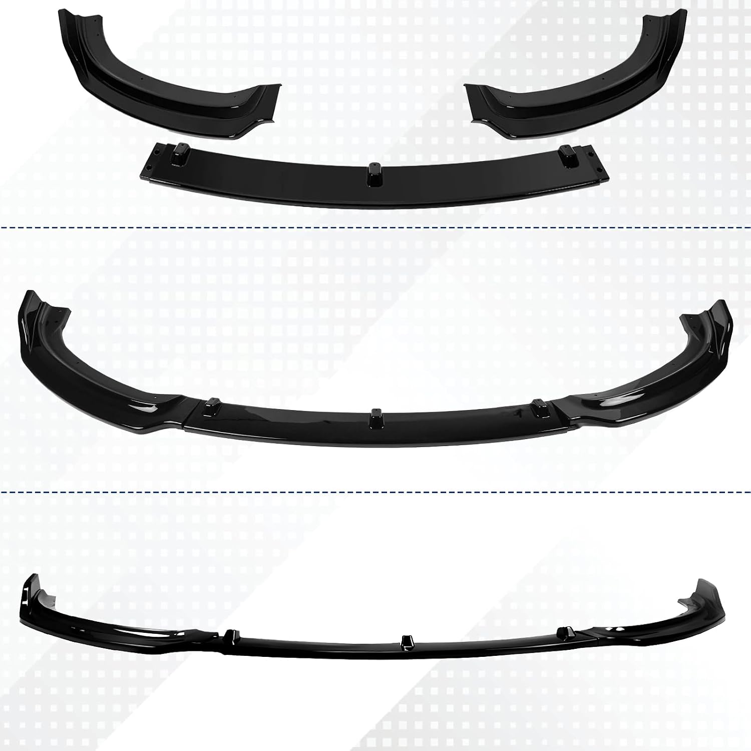 Front Bumper Lip Compatible with 2013-2018 BMW F30 F31 Base 318i 320i 328d 330e 330i 340i, Gloss Black ABS Air Splitter Chin Body Kit OEM Style