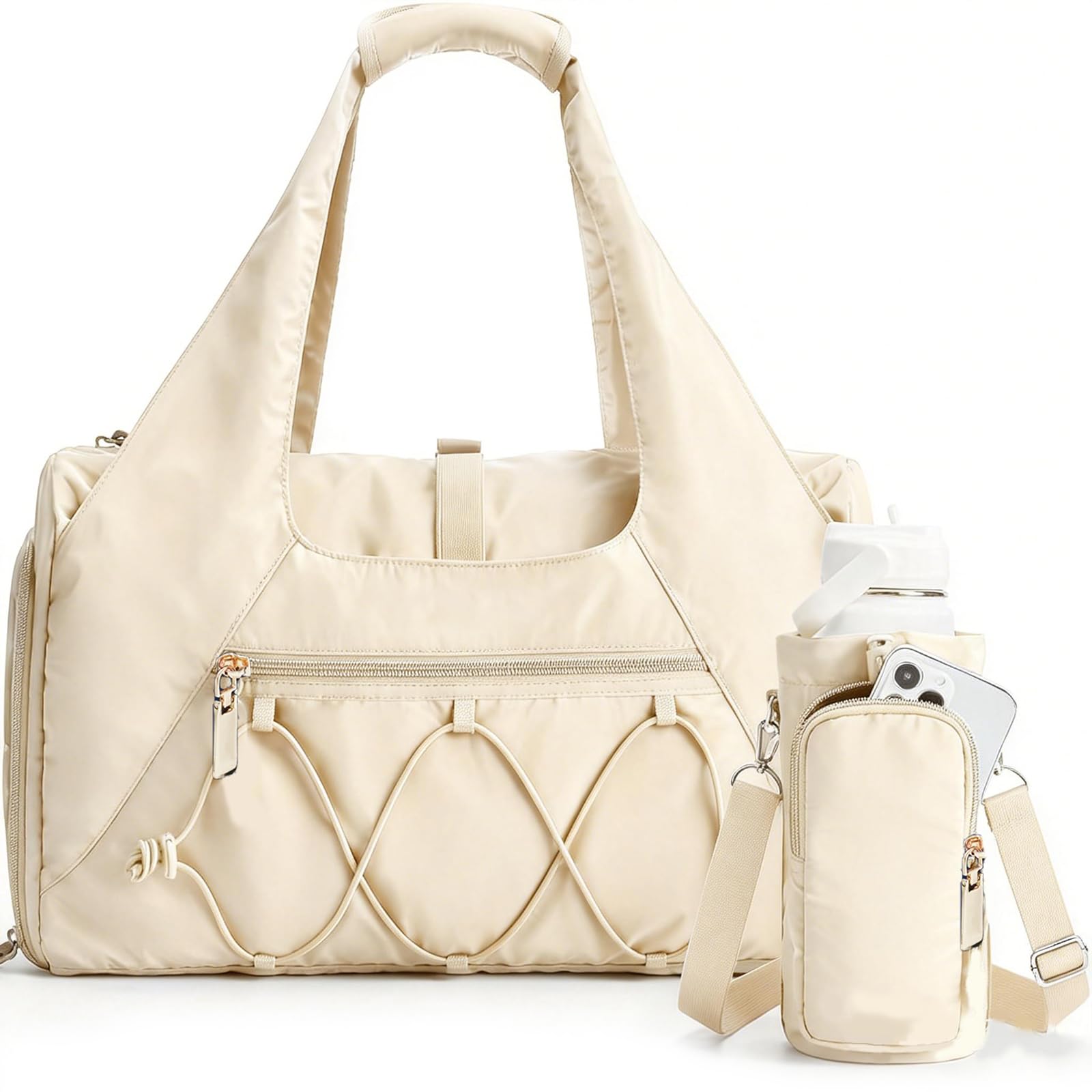 FULONEEI Gym Bag for Women, Yoga Mat Bag with Shoe Compartment and Wet Pocket, Sport Yoga Gym Bag with Yoga Strap, Carryall Yoga Tote Bag