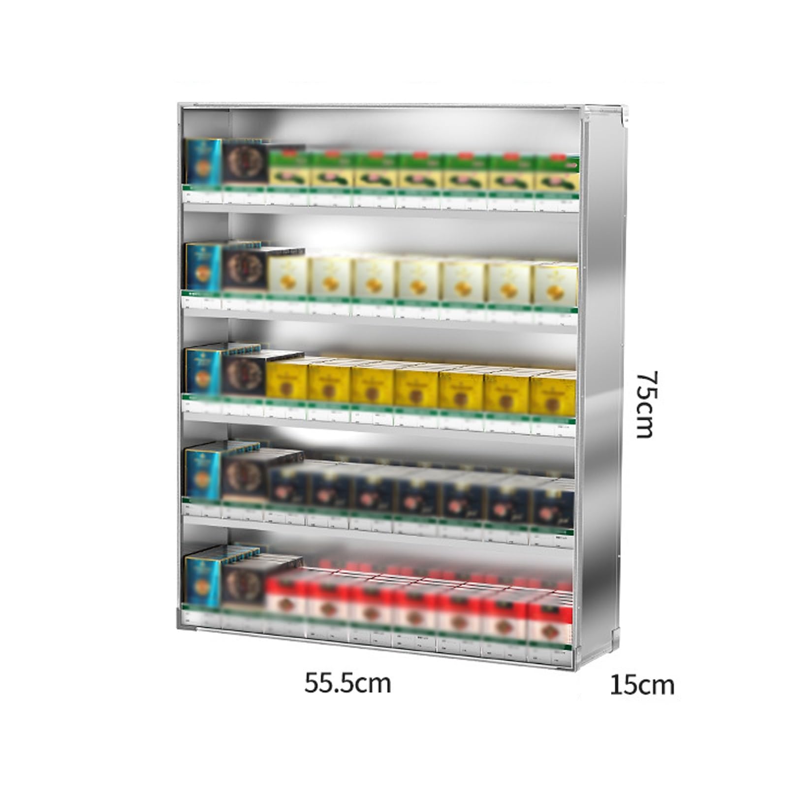 Présentoir À Tabac Automatique Commercial Pousseurs, Montage Mural Présentoir D'allumettes Magasin avec Pousseurs À Cigares À Poussée Automatique pour Magasin De Détail Dépanneurs(55.5x15x75cm)