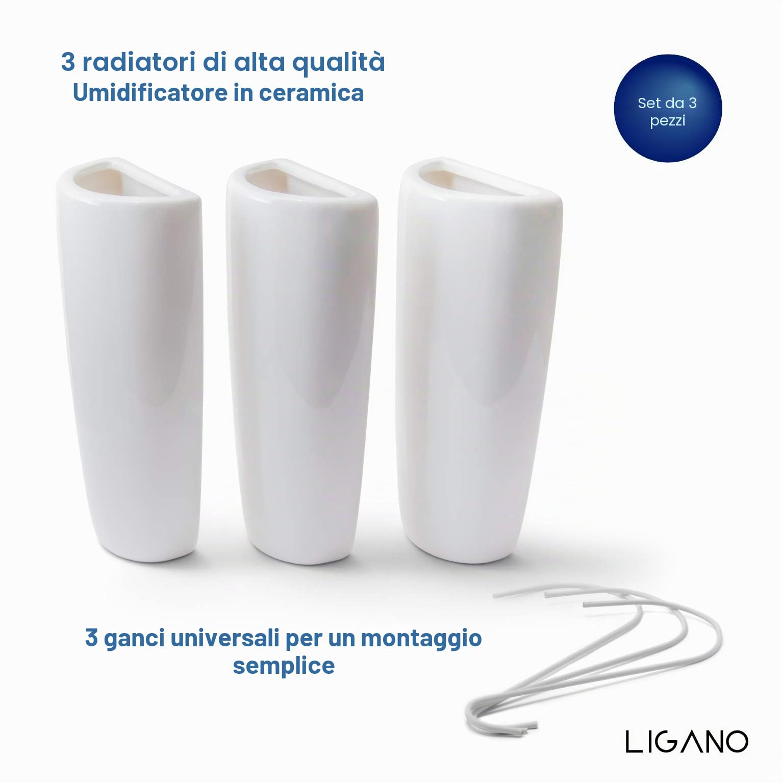Umidificatore moderno in ceramica per termosifoni, in set da 3 pezzi