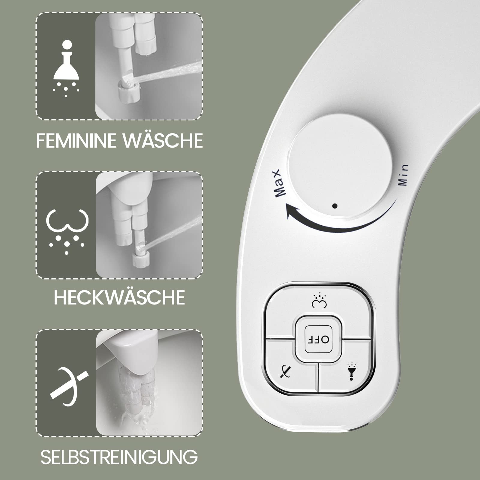 Bidet Toilette WC Bidet Japonaise Pulvérisateur Bidet Kit Abattant WC Alle De Bain avec Double Buses rétractables autonettoyantes