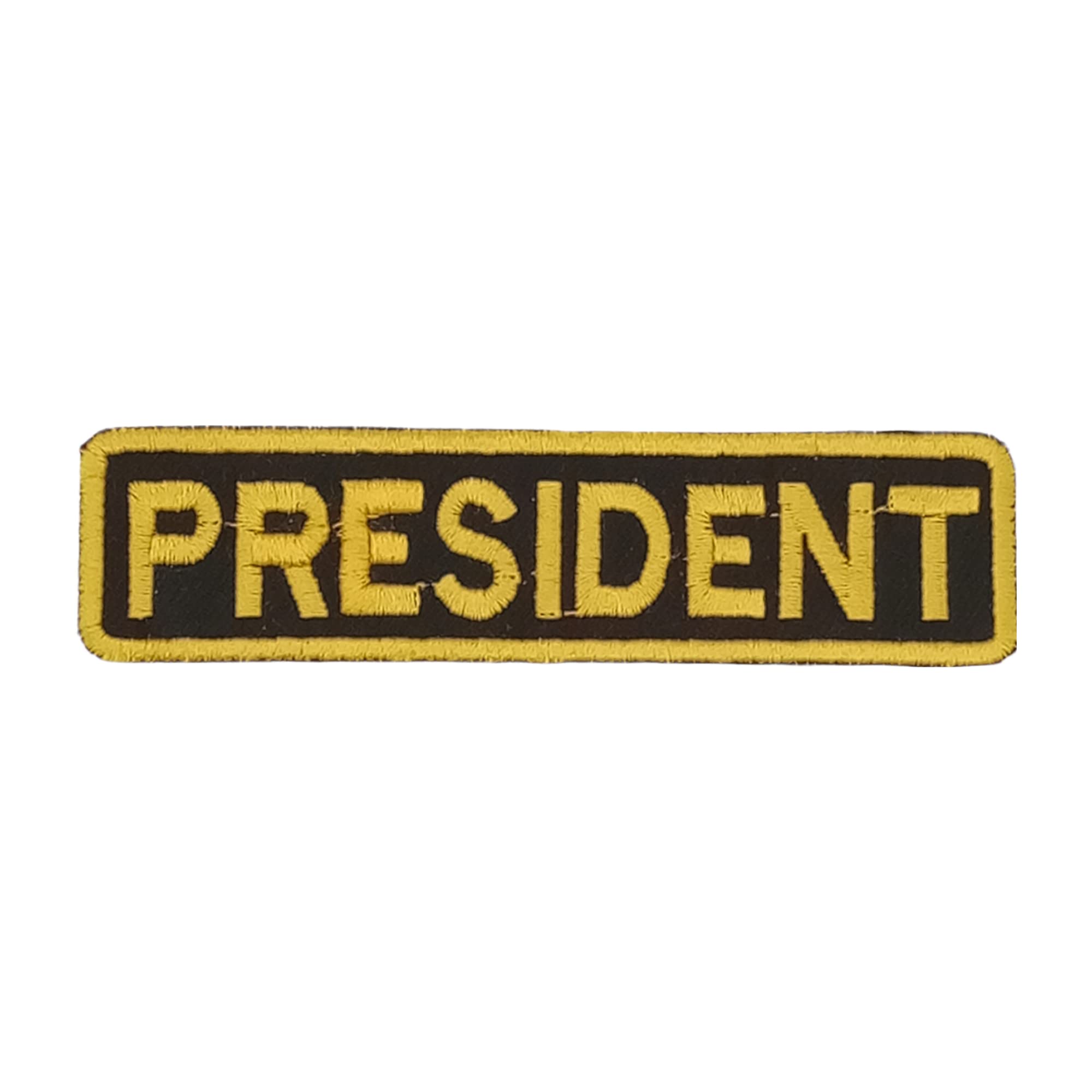 President Yellow on Black Iron On Sew On Small Patch for Jacket Vest