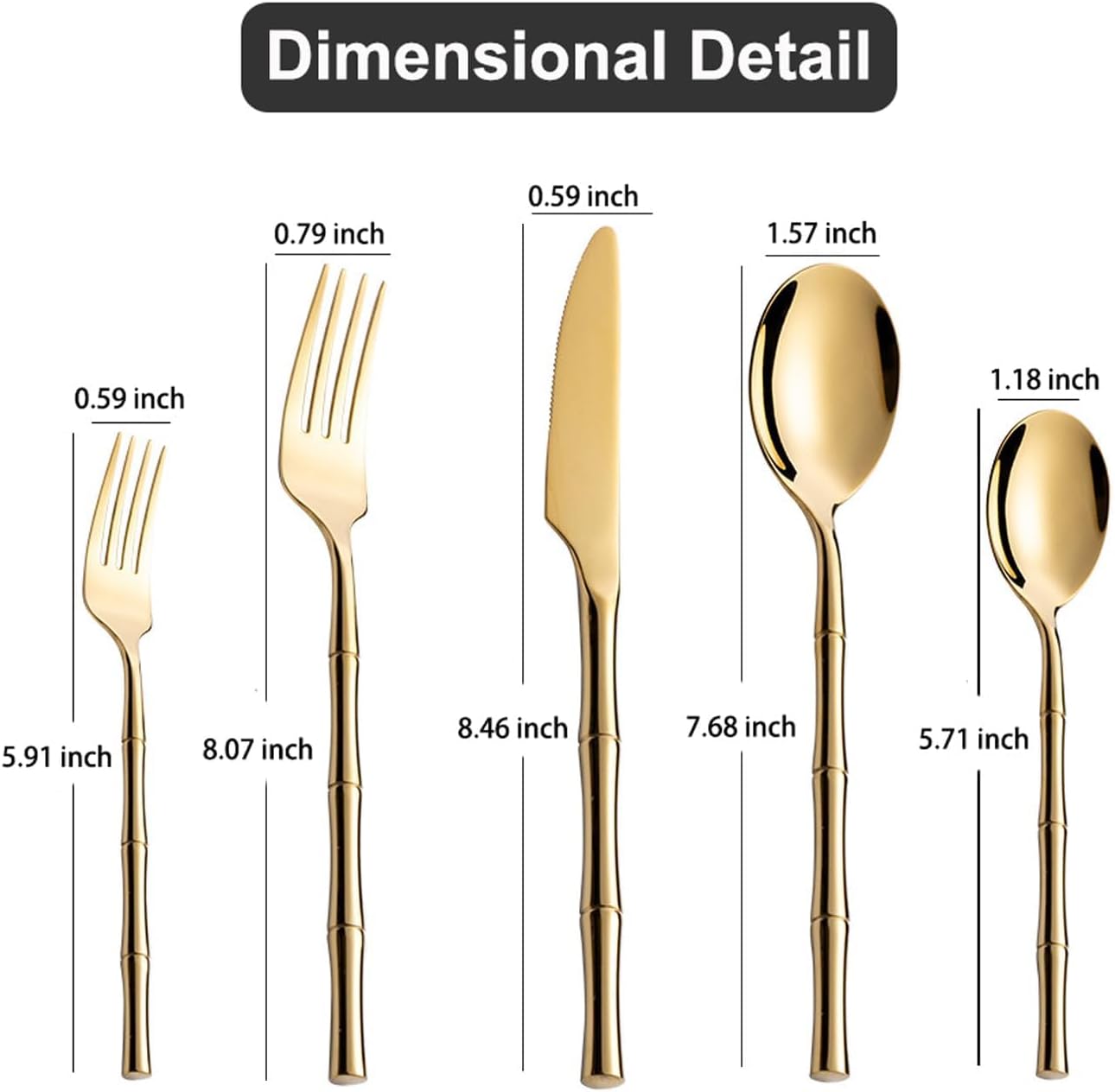 gold silverware set for 18, 90 pieces flatware 18/8 stainless steel set, golden retro royal bamboo silverware set, luxury gold spoons and forks cutlery Set in Home and Kitchen utensils set