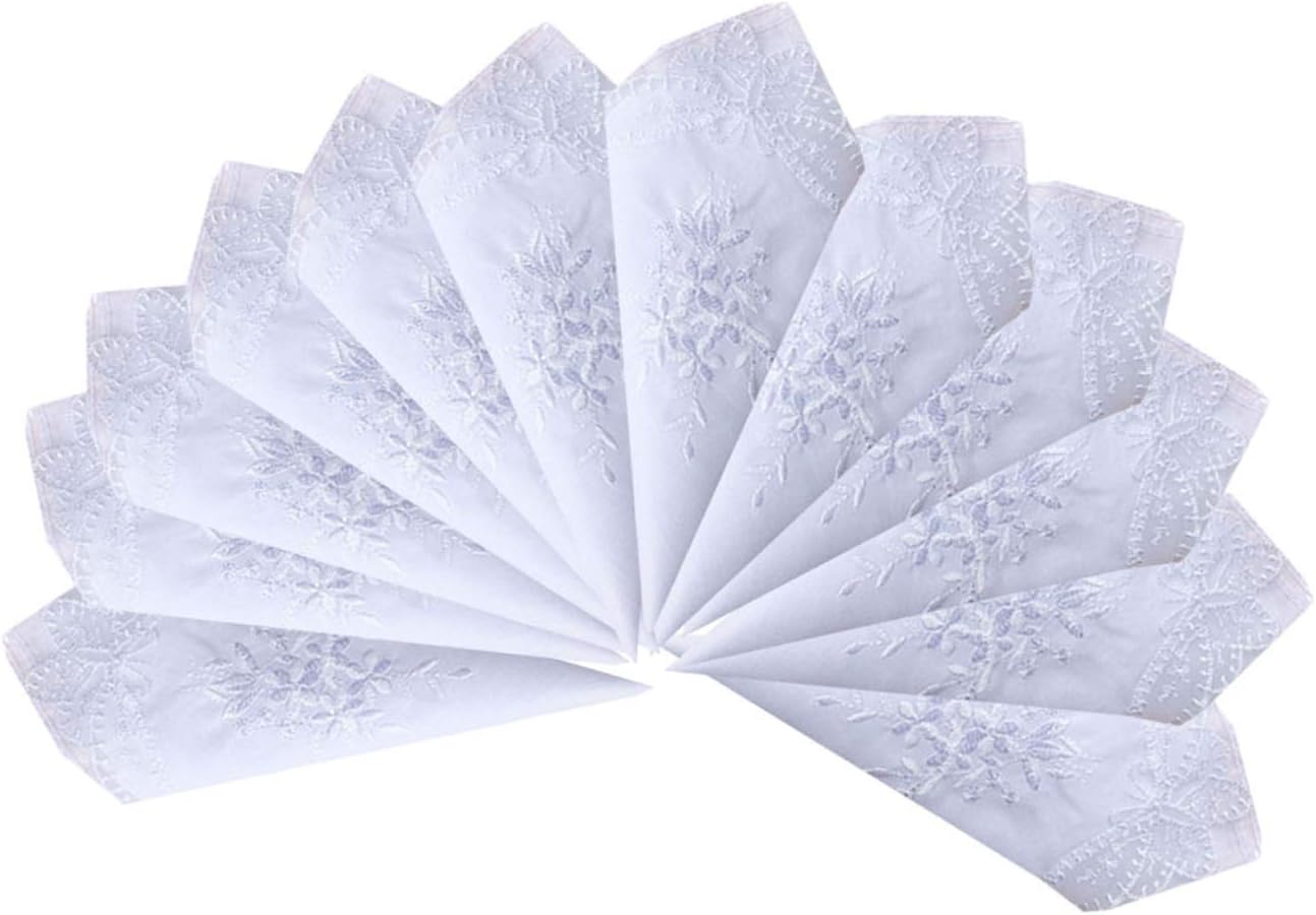 BonjourMrsMrLadies Womes White Embroidery Cotton Handkerchiefs Wedding Hankies