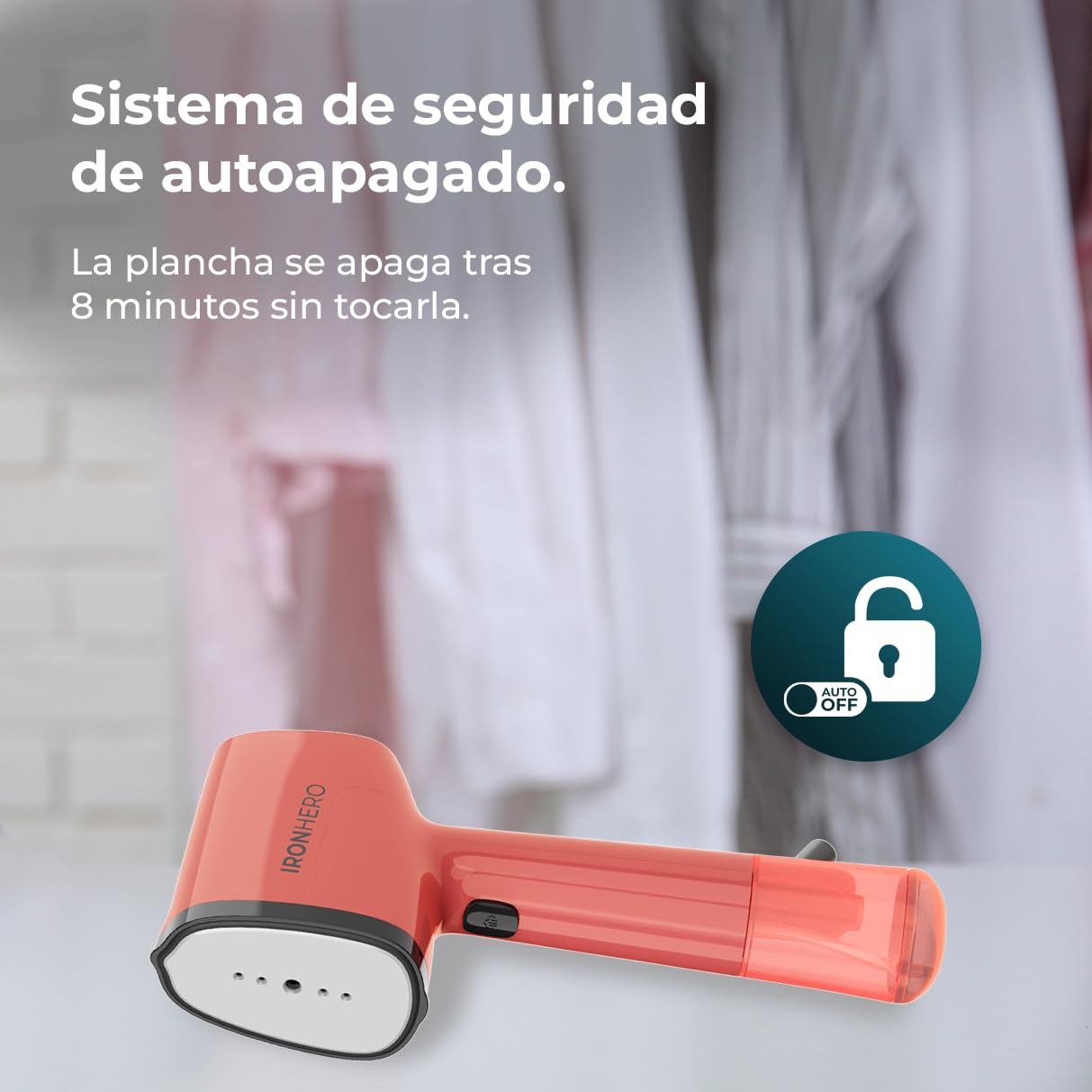 Cecotec Plancha Vertical Vapor IronHero V-1500 Essential Berry. 1500W, Suela Cerámica Ultradeslizante, Vapor Continuo 25g/min, 2 Modos, Calentamiento Rápido, Accesorio de Cepillo de Silicona