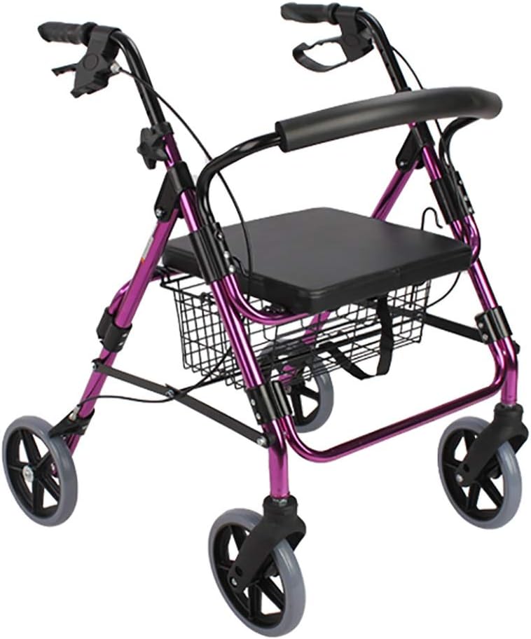 ポータブル シニア用 ローリング ウォーカー 8 インチ ホイール &amp; シート付き 全地形対応 折りたたみ式 軽量 大人用 
