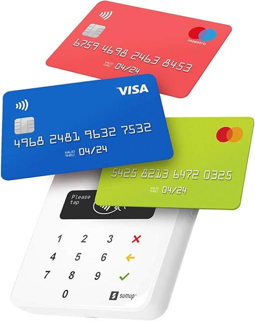 SumUp Air mobile card terminal for contactless payments with Credit & Debit Card, Apple & Google Pay - NFC RFID money card reader - practical credit card reader - contactless card payment
