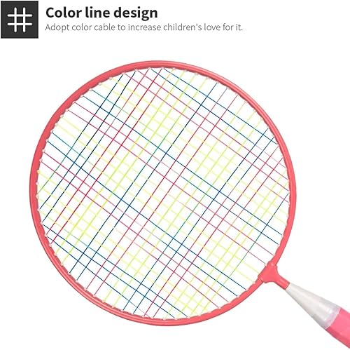 Miniatura 5 de Ksera - Juego de raquetas de bádminton para niños 1 par ligero y robusto para raquetas de bádminton para niños principiantes al aire libre con 4