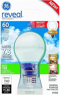 GE 63508 15-Watt 740-Lumen Bright from the Start CFL Light Bulb, Reveal, 1-Pack