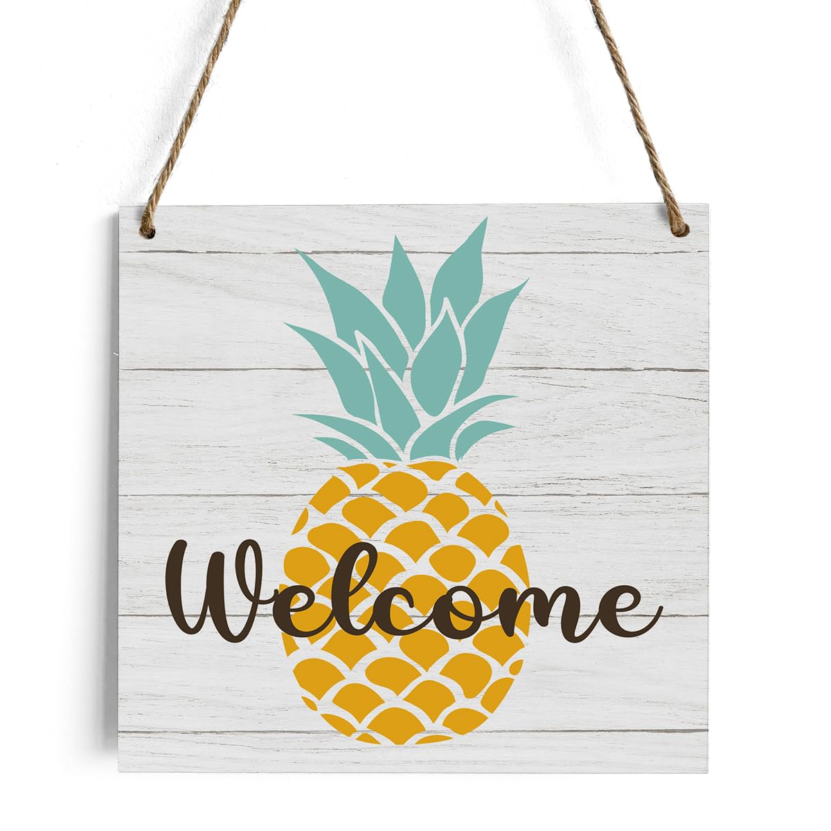 Welcome Sign Pineapple Decor Summer Decorations for Home Office Farmhouse Wall Hanging Room Porch Yard Entryway Front Door Fruit Market Farm Kitchen