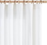 Vista 1 de jinchan Cortinas semitraslúcidas de 90 pulgadas de largo, juego de 2 paneles de cortinas de lino blanco para sala de estar, dormitorio, cortinas