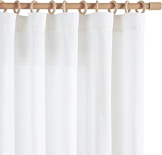 jinchan White Semi Sheer Curtains 96 Inch 2 Panel Light Filtering Linen ...