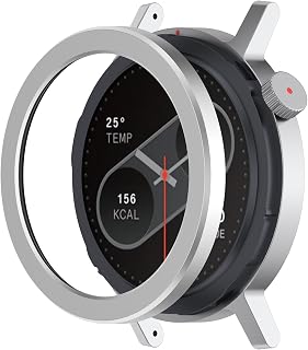 [RuenTech]对应CMF Watch Pro 2手表表圈、金属表圈 手表表圈壳+钢化玻璃 手表零件表圈壳 表圈圈壳 CMF手表Pro 2用替换表圈 智能手表配件 男女通用 安装简单 (银色)