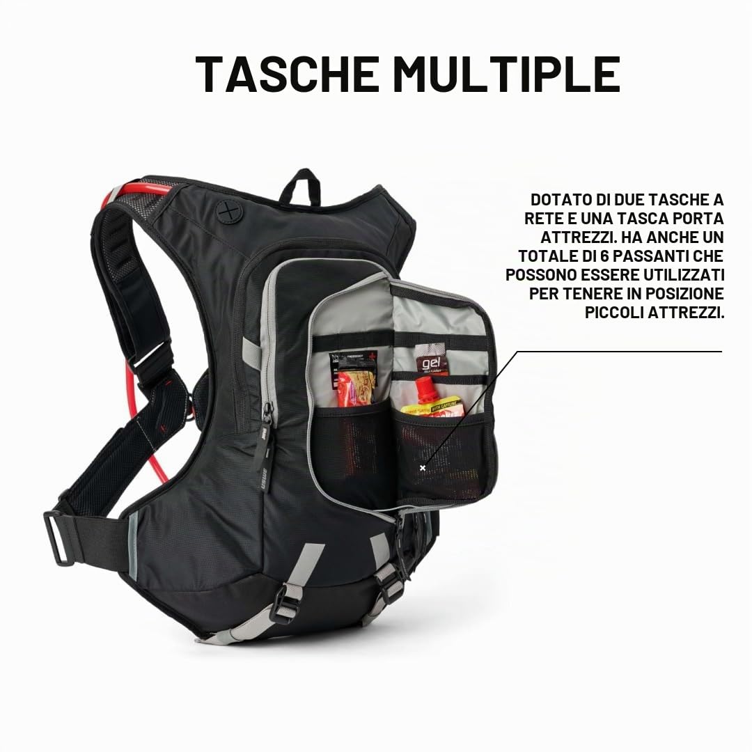 USWE Raw - Zaino per idratazione con sacca d'acqua, zaino di fascia alta per moto enduro e fuoristrada