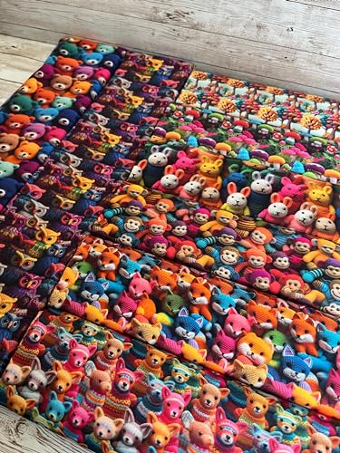 Tecido Tricoline Digital 100% algodão - 3 paninhos medindo 50x75 cm - Kit Digital Floresta em Crochê