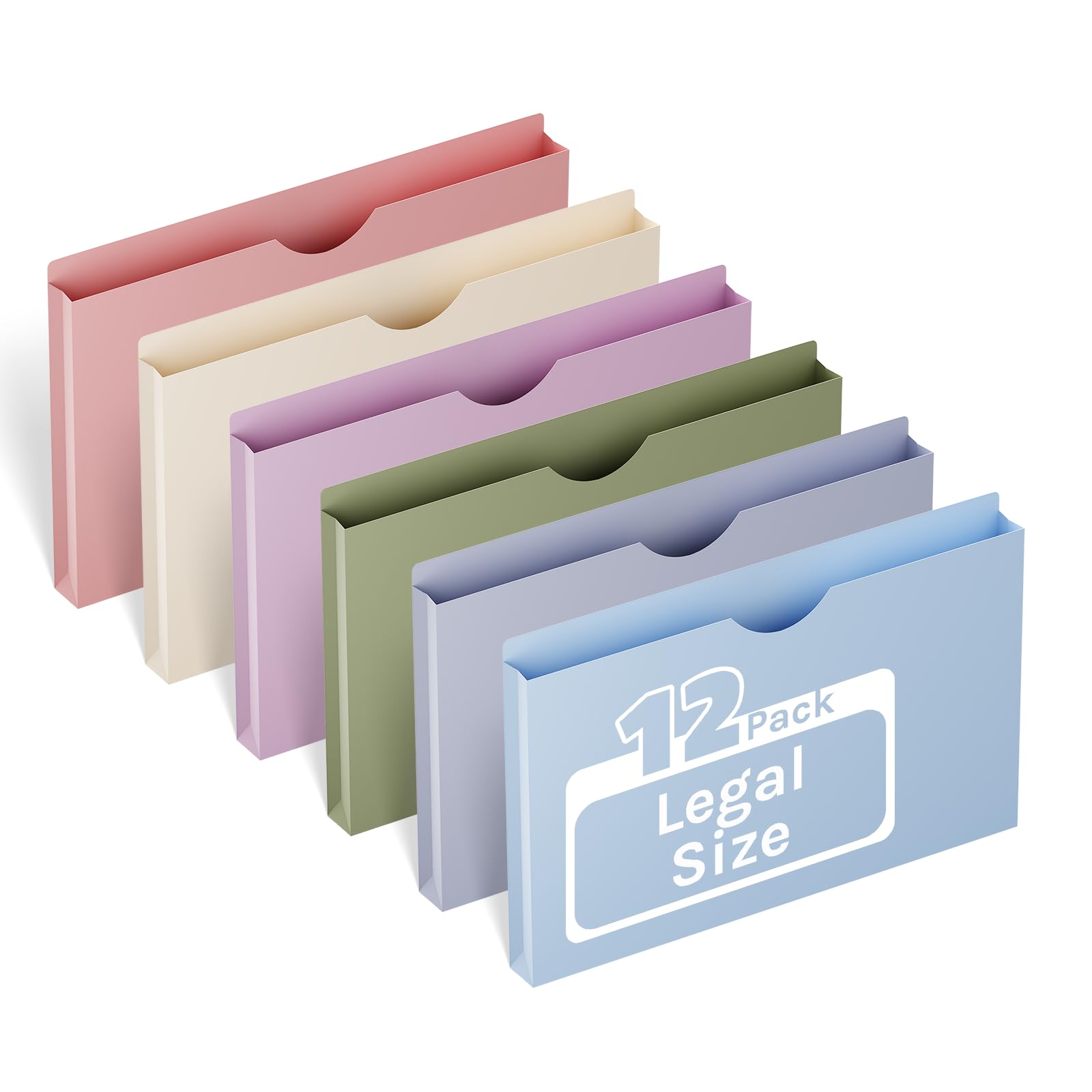 Photo 1 of ANSOOK Plastic File Jackets File Pockets,1" Legal Size Manila File Folder,12 Pack Project File Folders,Heavy Duty Manila Pocket Folder for Cabinet,Assorted Colors Manila Job Folder for Office School