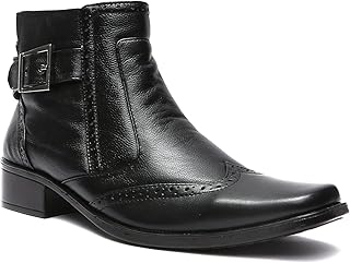 tanny shoes Men's Black Premium Genuine Leather High Ankle Zipper Boots-picture-47