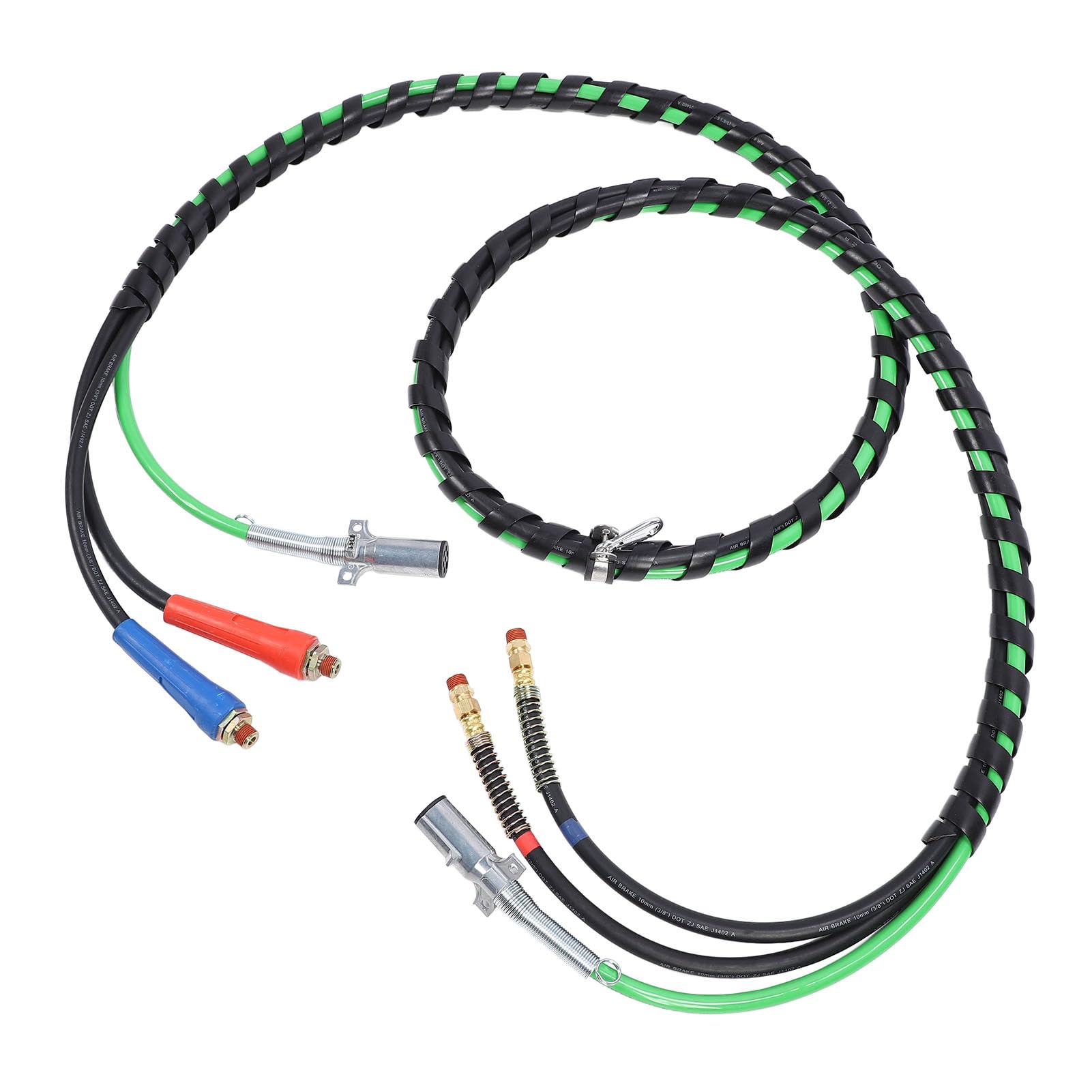 CHICIRIS Kit de Manguera de Línea de Aire de 15 Pies, Conector de 7 Vías, Líneas de Goma Premium para Integración de Semirremolques y Tractores