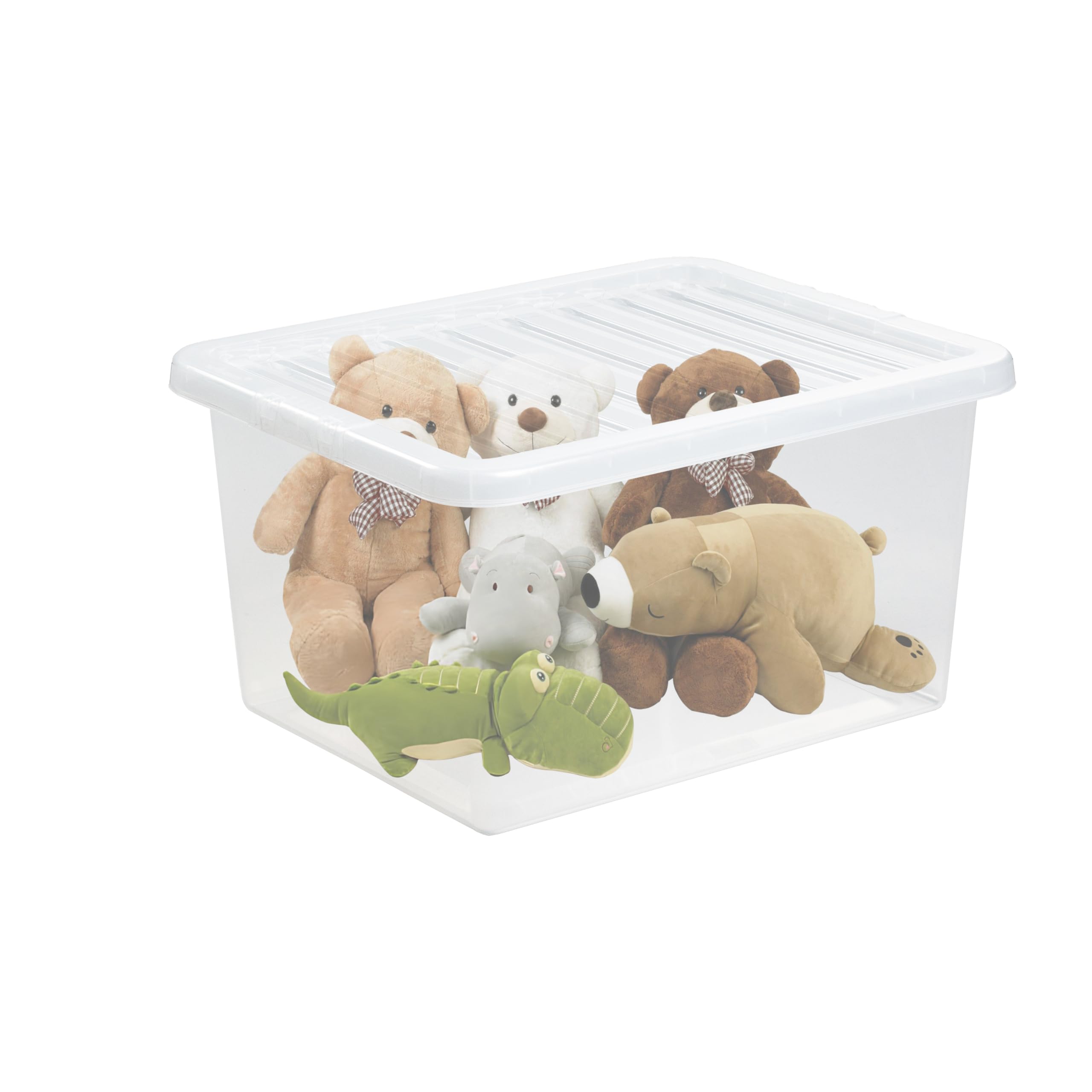JMS® 1 x 35L Litre Crystal Clear Transparent Plastic Large Storage Boxes With Lids Storage Containers Multipurpose Boxes For Living Room Bedroom Shoes Toys Garage Office Home & Kitchen