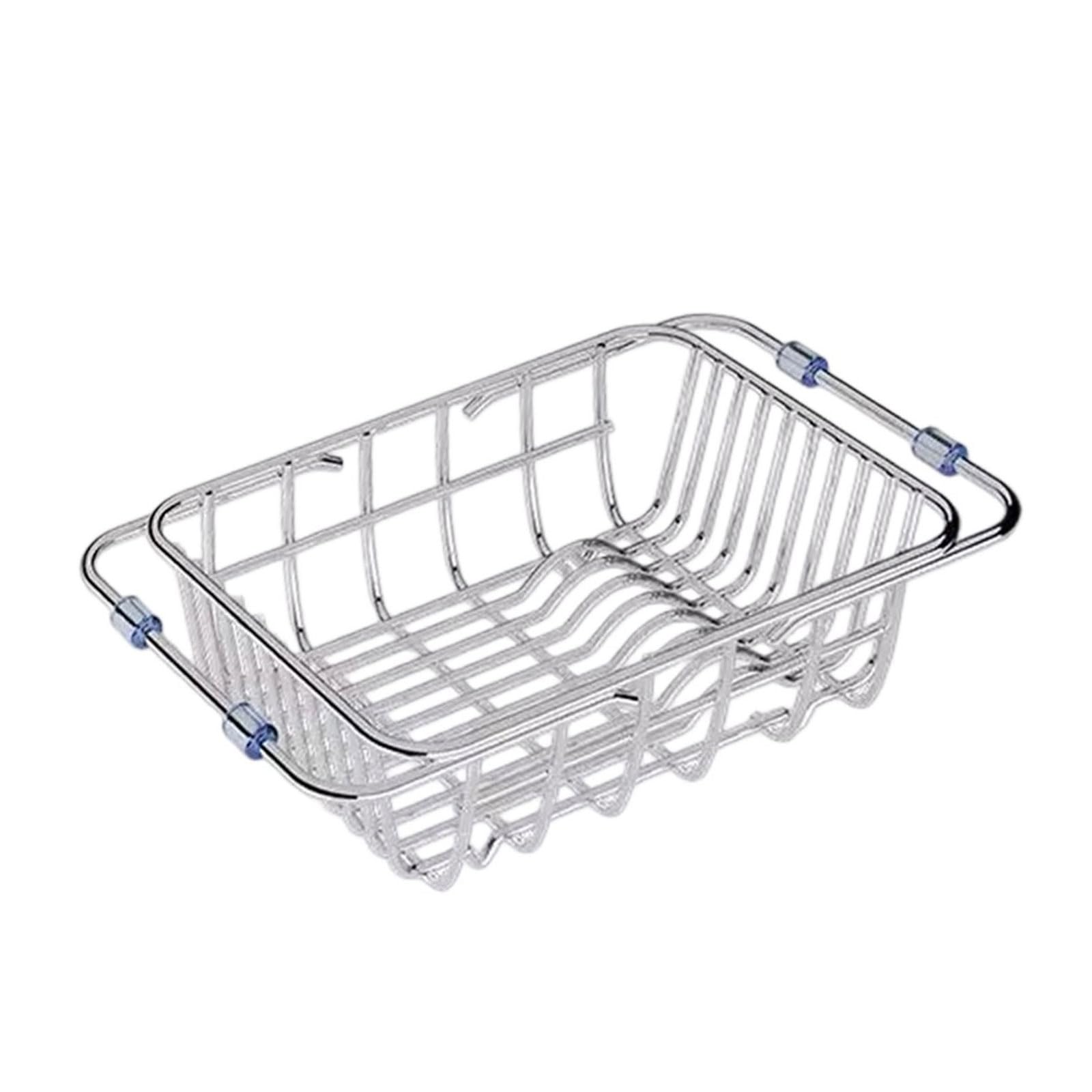 Shurhome 304 Rustless Extendable Kitchen Sink Draining Basket Modifiable Size Permanent for Dishwashing Vegetables Kitchen Sink Collapsing Drying Rack
