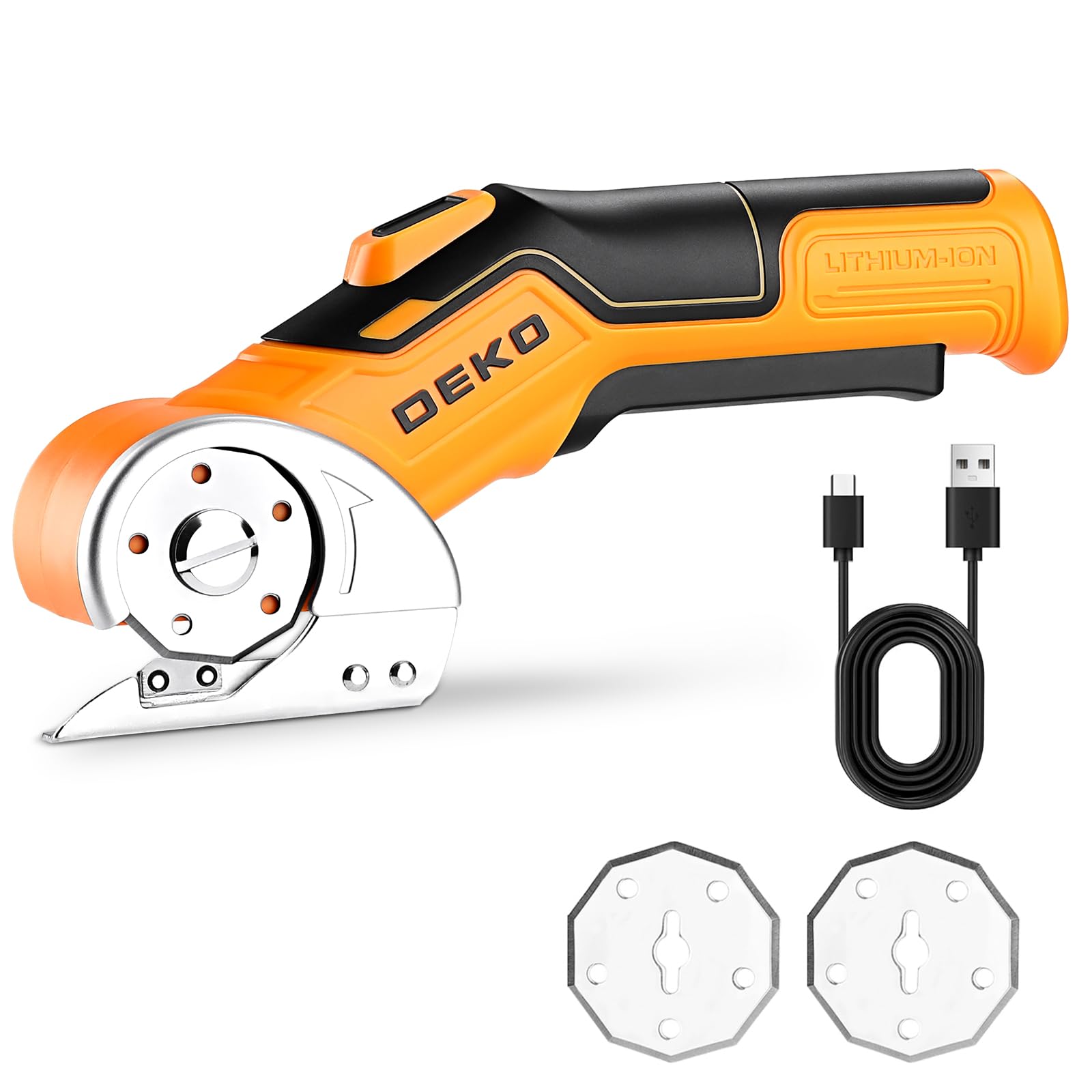 Tijeras Eléctricas Inalámbricas DEKOPRO 3.7V - Cortan Cartón, Tela, Cuero Y Plástico, Multifuncionales, Color Amarillo