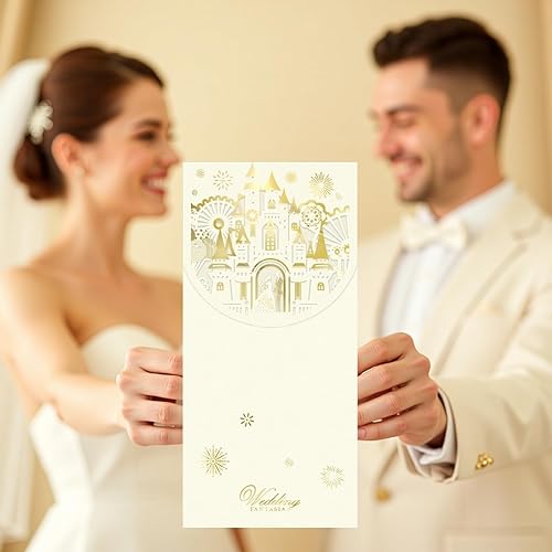 Miniatura 10 de Paquete de 12 sobres de dinero de boda para regalos en efectivo, papel de aluminio dorado y cortados con láser, sobres de efectivo para dinero,