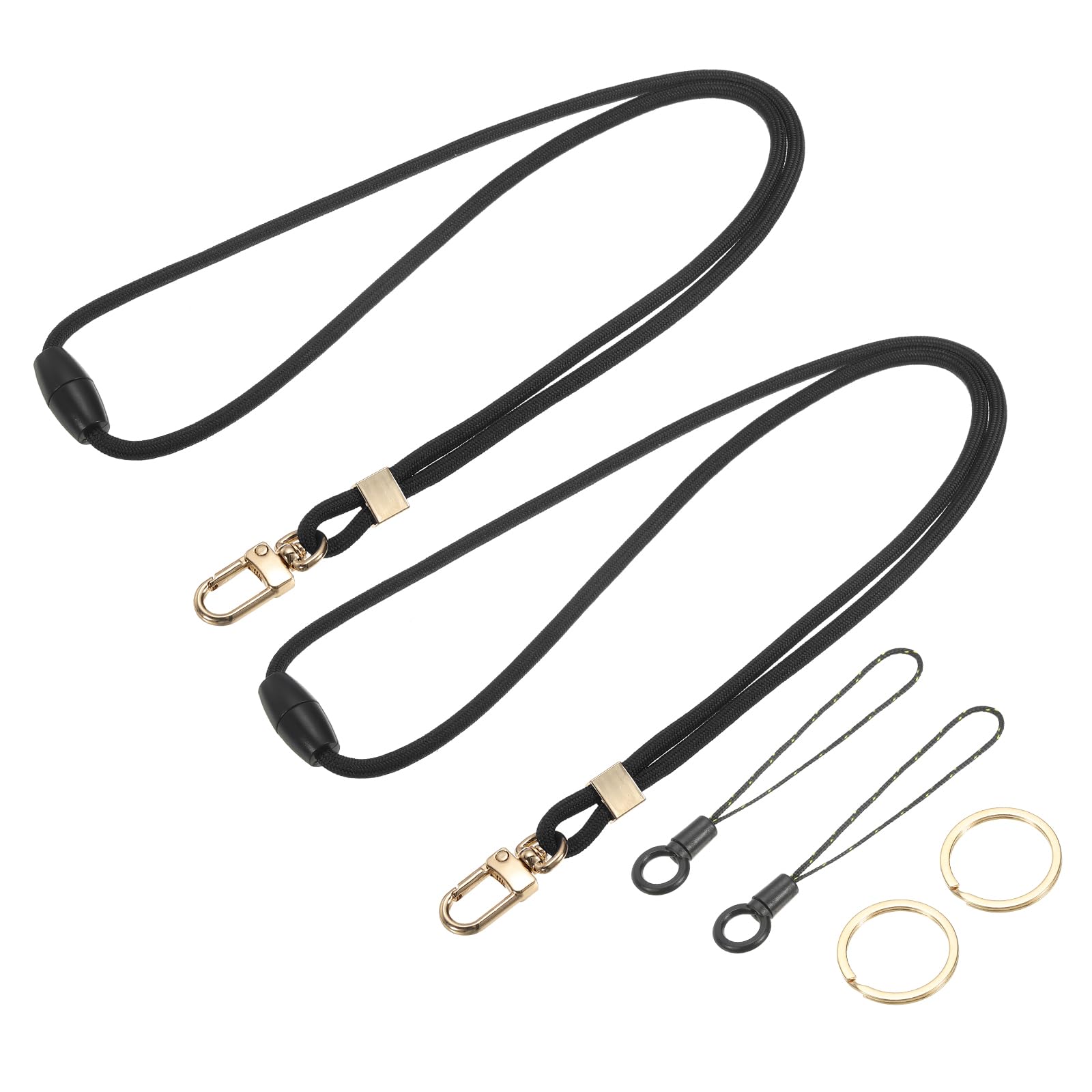 PATIKIL 2Pcs Neck Lanyard Strap for Keys ID Badges Holder Long Keychain Lanyard Black, 19.29 x 0.55 inch