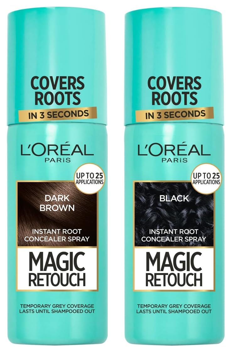 L'OREAL PARIS Magic Retouch Temporary Root Touch Up Hair Colour Spray, 75Ml - 2 Dark Brown And Magic Retouch Temporary R