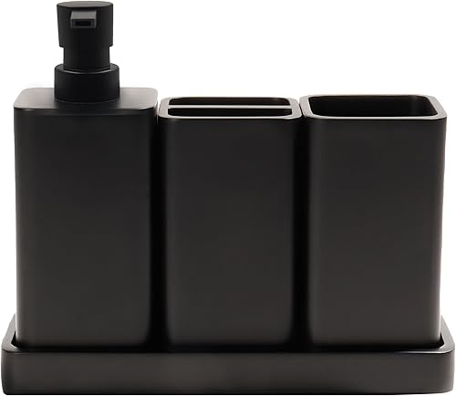 Juego de accesorios de baño, juego de 4 piezas de accesorios de baño, dispensador de jabón, soporte para cepillo de dientes, juego de soporte Qtip,