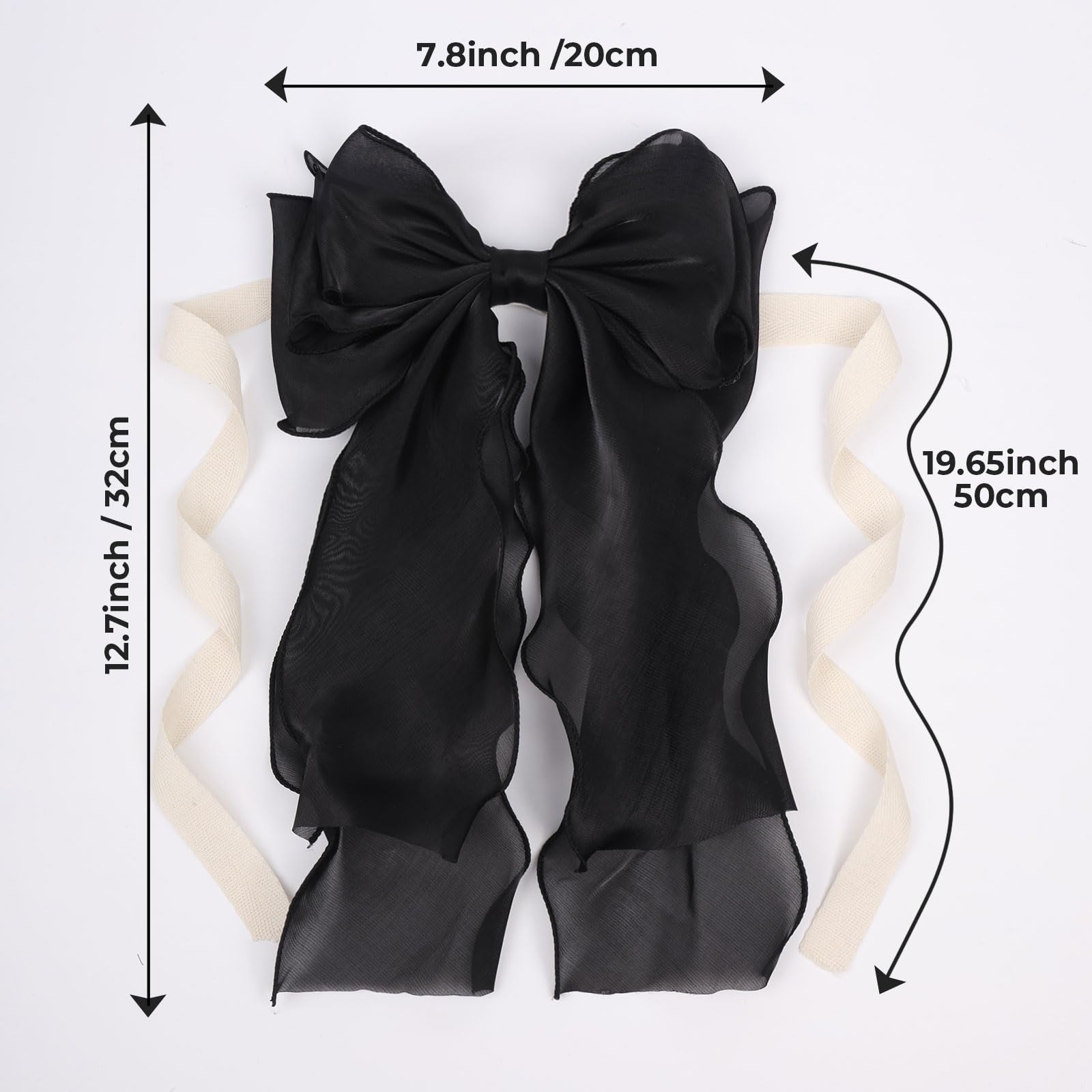 Pretty Jolly 2 Pack French Silky Bow Curtain Tiebacks Elegant Lace Ribbon Decorative Drape Tie Backs Double Layer Handmade Butterfly Knot Curtain Holdbacks for Home Wedding Window Drapery (Black) - Image 4