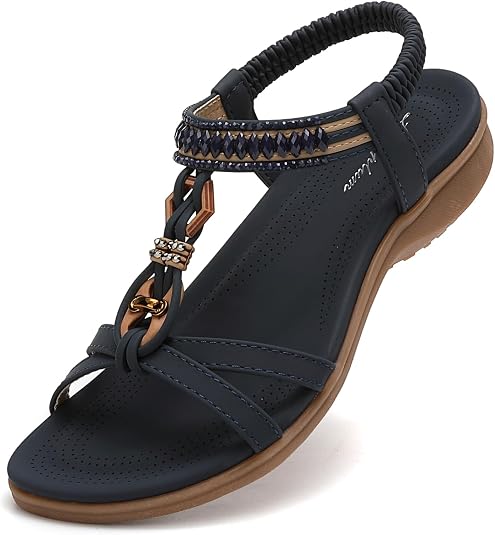 Sandalen Damen Sommer Flache Sandaletten Elegant Sandals Strand Schuhe
 – Amazon Angebot