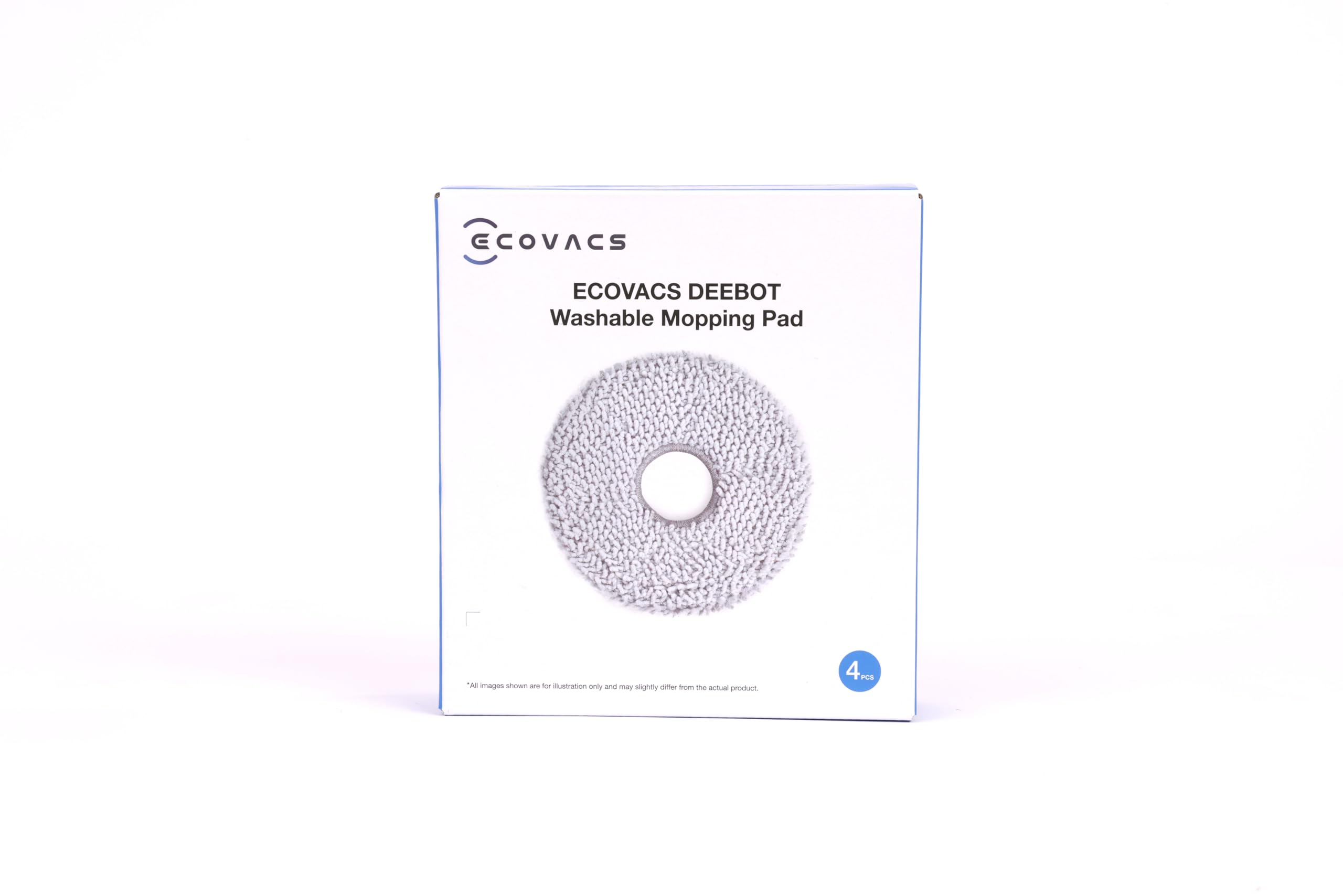 ECOVACS Chiffons de Nettoyage lavables/réutilisables, pour aspirateur Robot DEEBOT T30 Pro Omni / T30 Omni, boîte de 4, Accessoire d'origine, Gris