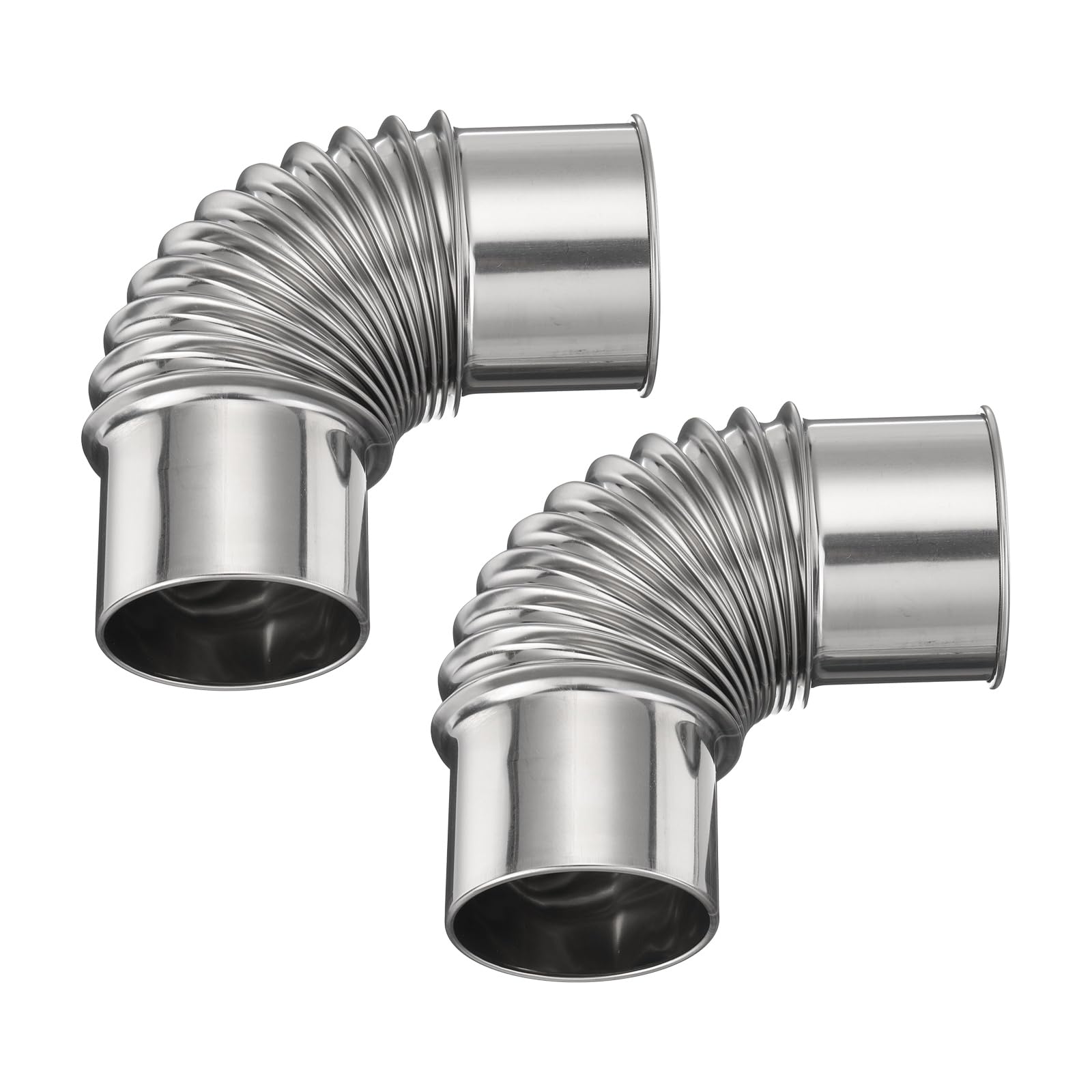 PATIKIL 60x215mm 90 Degree Stove Pipe, 2Pcs Stainless Steel Elbow Tent Stove Chimney Pipe Flue Extension Crimping with Turned Edges for Camping Stove Vent Water Heater Smoke Exhaust