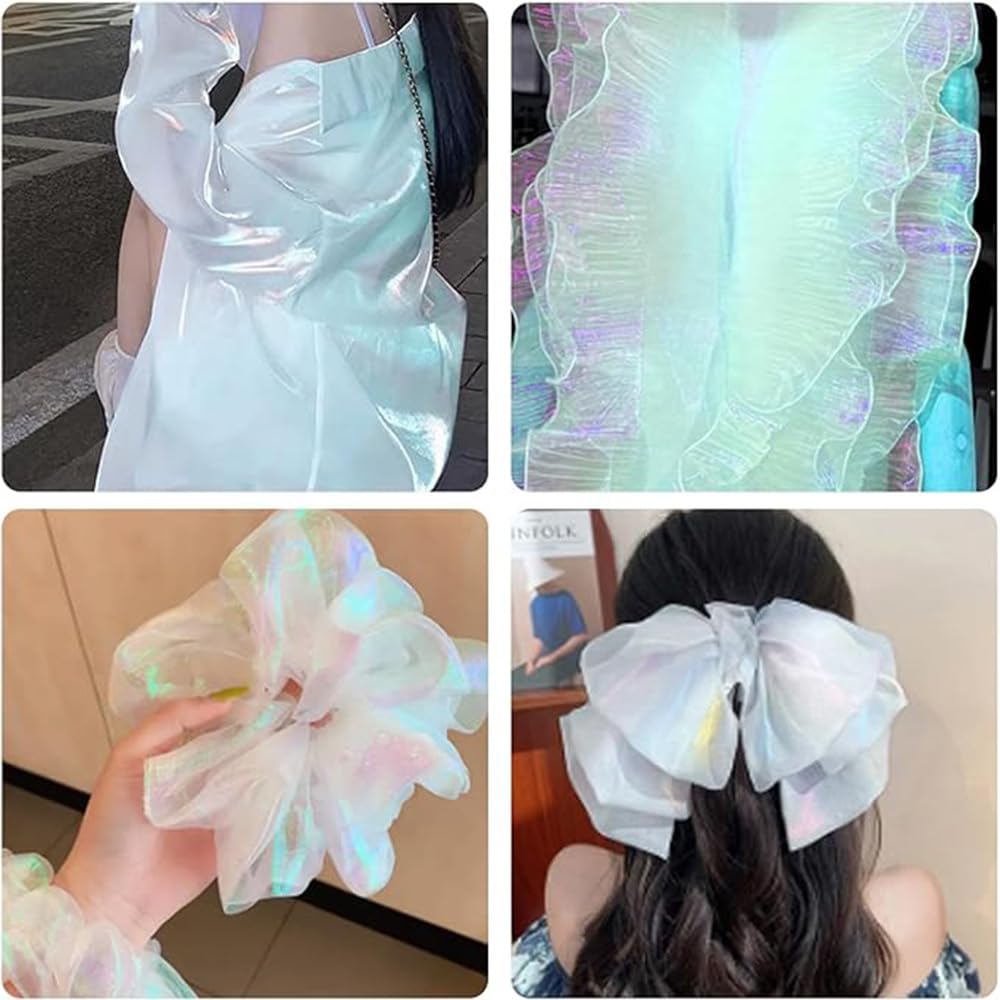15mx150cm Schillernder Organzastoff Grün Gradient Organza Spitzenstoff Magisch Glänzend Stoffband Bunt transparenter Stoffe zum Nähen Tüllstoff Dekostoff für DIY Kostüm Hintergrund Hochzeit