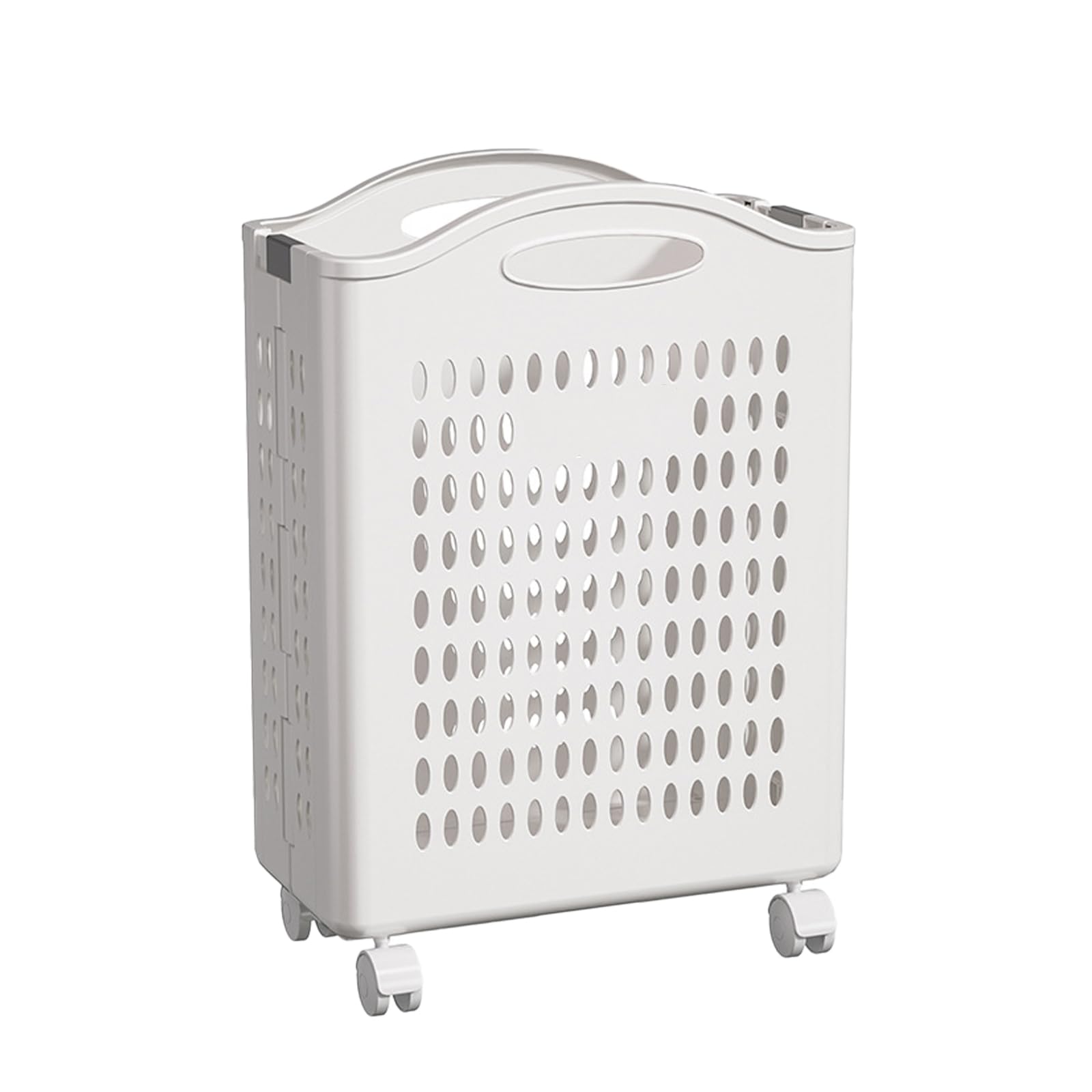 Photo 1 of ***SMALL***Rolling Laundry Hamper with Wheels - 14W×7.5D×21H Ventilated Plastic Laundry Basket, White Storage Bin with Handles for Small Spaces, Bedroom & Bathroom**SMALL***