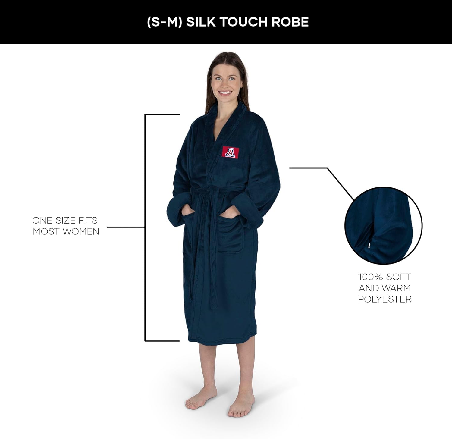 NCAA Team Pride Silk Touch Robe with Logo, Comfortable Lounge Wear for Men and Women