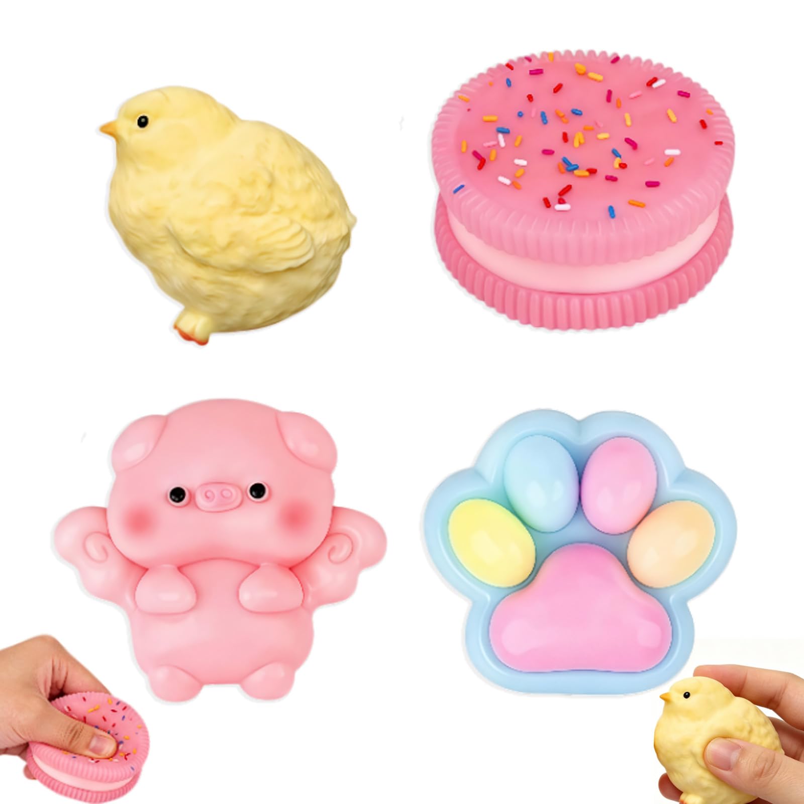 4Pcs Squishy Toys, Popular Squishies Squishys Squishy Fidget Toys Fidgets Squishys Squishes Squeezy Squishyes Cute Squishyes, Are Convenient to Carry Around or Given As Gifts (Claw Color Random)