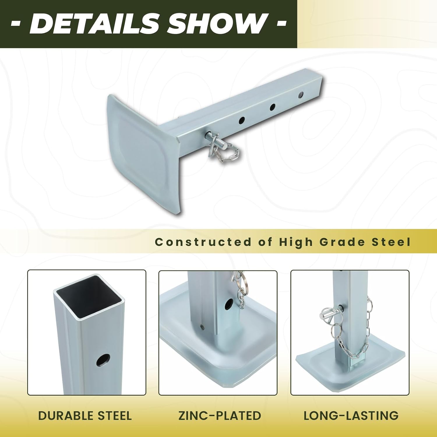 ‎Kojem Jack Stand Compatible with 2.0 Inches Square Tube Trailer Jacks Drop Leg Straight Tube Jacks Steel Zinc-Plated