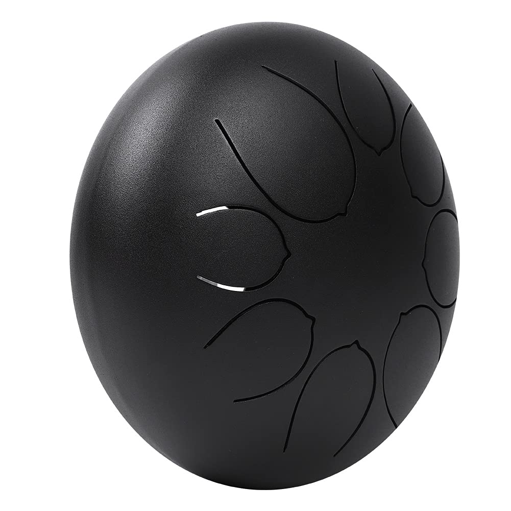 Bediffer MBAT Tamburo con Lingua in Acciaio da 10" Suono Bellissimo G/A/C/D/E/G/A/B per Yoga e Meditazione Borsa Inclusa (Nera)