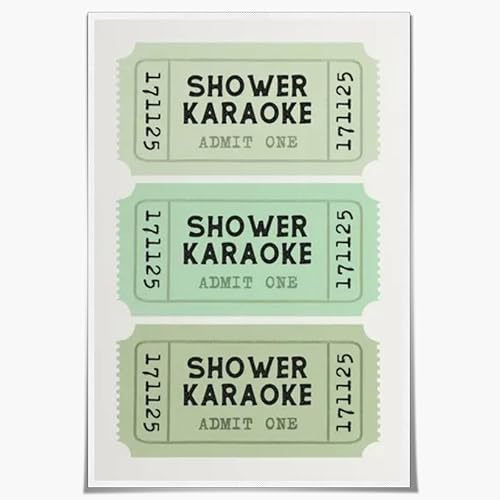 Póster de decoración de pared de estilo retro para ducha y karaoke, decoración de pared de baño, baño, decoración de pared sin marco, 12 x 16