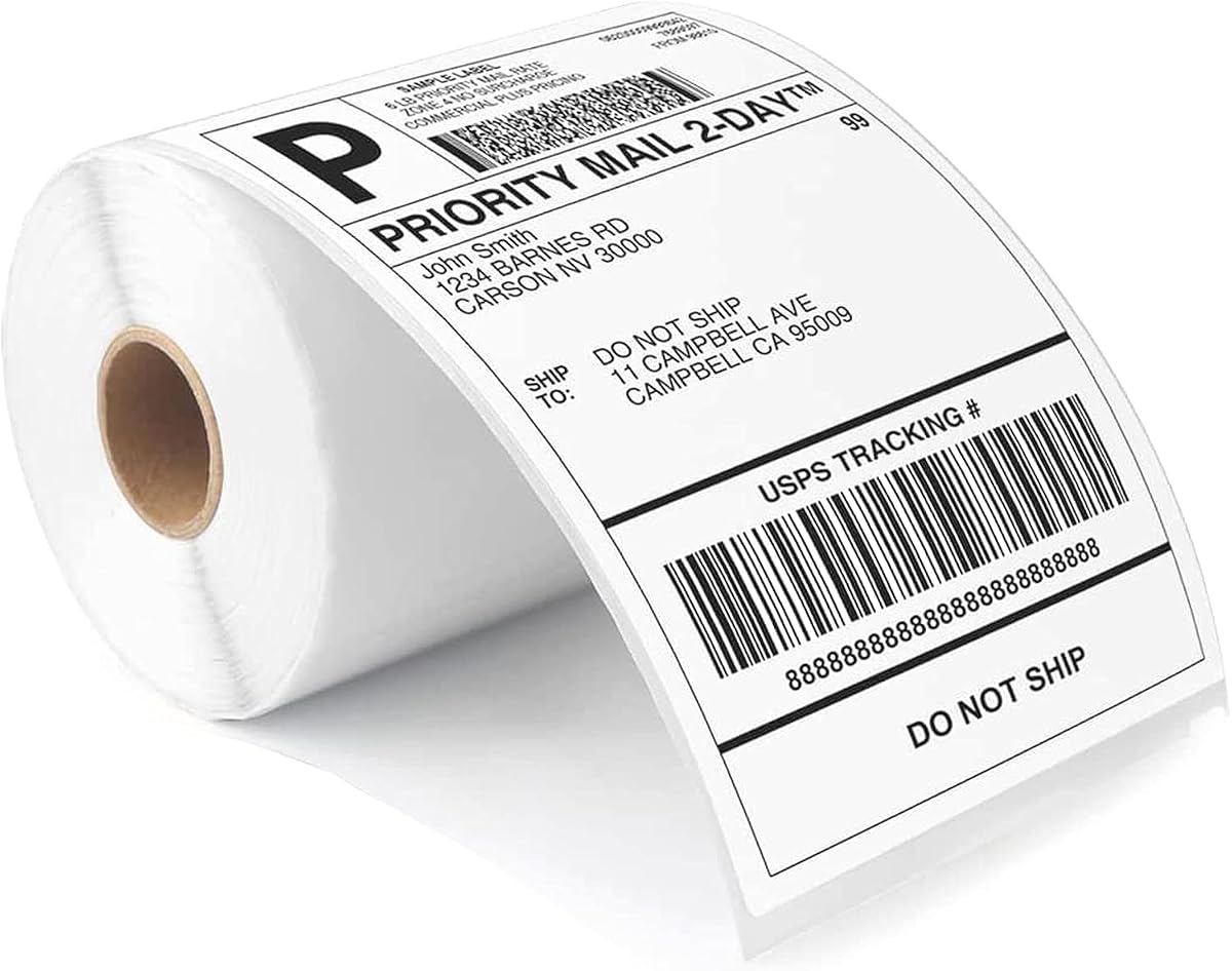 CEPRICO 4”x 6” Direct Thermal Shipping Labels - 1 Roll (220 Labels/Roll) | compatible with both DYMO and Zebra printers, Waterproof Perforated Self Adhesive Printable Stickers for UPS DHL FedEx USPS