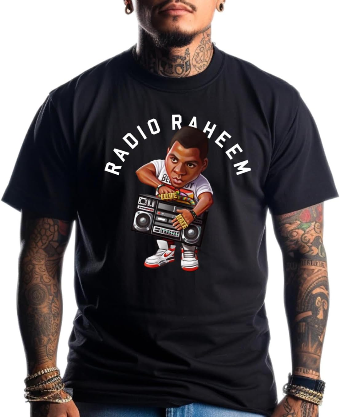 Art Society Radio Raheem TOON Black TEE Shirt Mens SMALL-6XLARGE Limited Edition Made in USA (Radio Raheem TOON Black TEE Shirt, US, Alpha, 3X-Large, Regular, Regular)