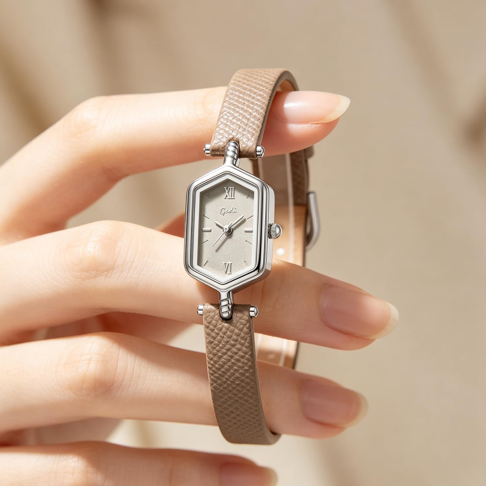 FANMIS Orologi da donna in oro con cinturino in pelle vintage e cinturino