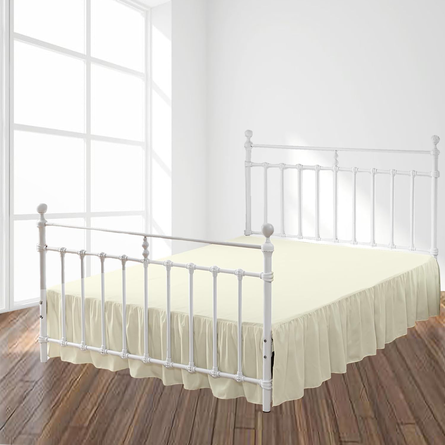 Bed Skirt Cal King Size Ruffled Bed Skirt with Split Corners-Cal King Bed Skirt- 21 Inch Drop-Bed Skirt for Cal King Bed - Bed Skirt Cal King Size - Ivory Cal King Bed Skirt (Cal King, Ivory)